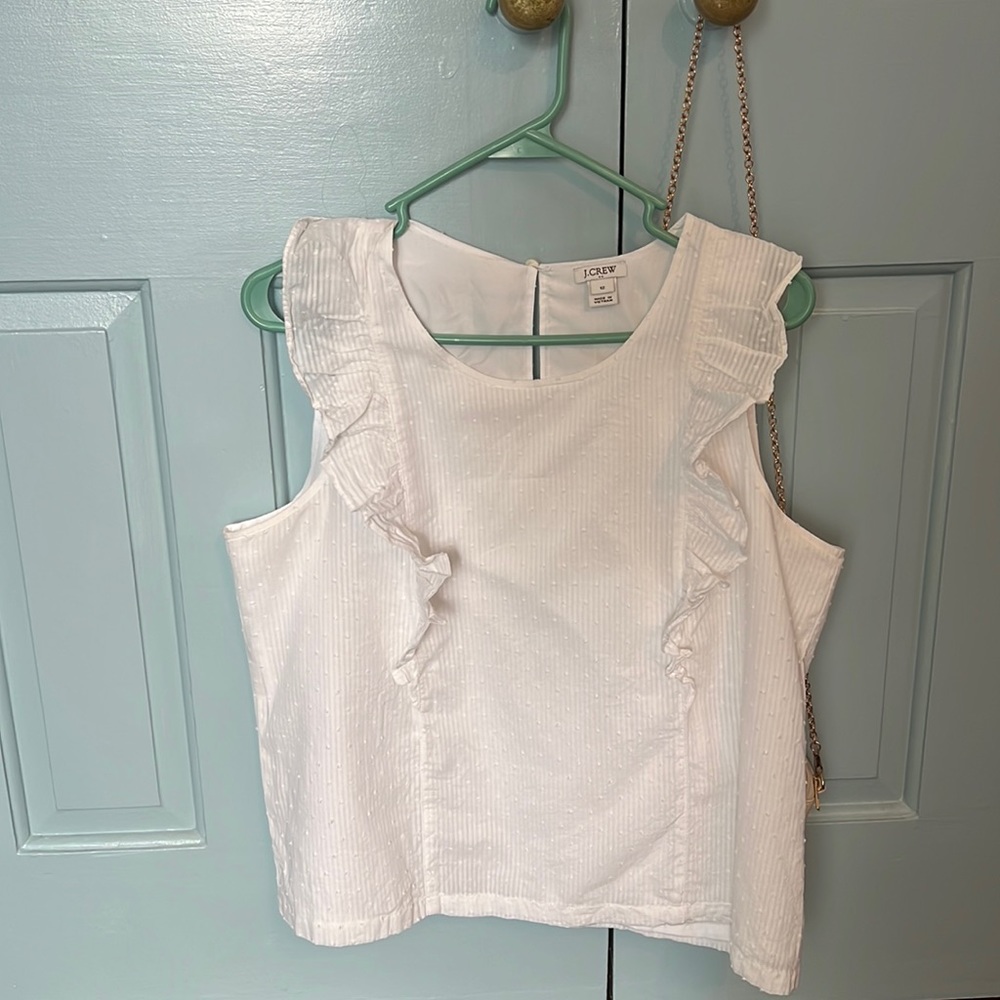 J. Crew factory White pinstripe/seersucker sleeveless top